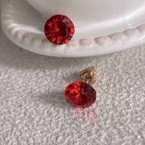 Ruby red stud earrings